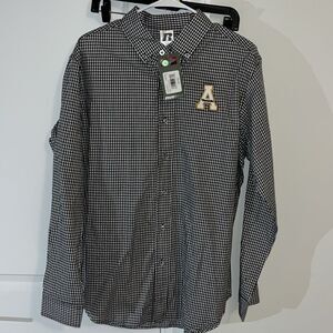 New Appalachian App State Mountaineers Gingham Check Plaid LS Work Casual shirt
